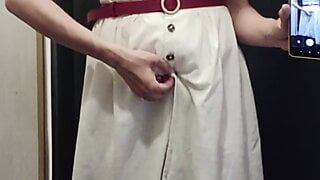 Hairy pussy in department store.